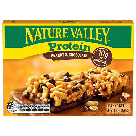 A box of Nature Valley Protein Peanut & Chocolate Bars