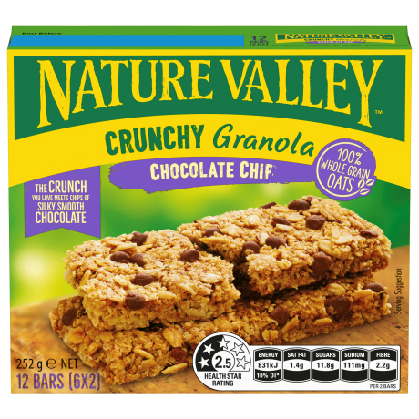 A box of Nature Valley Crunchy granola bars Chocolate Chip